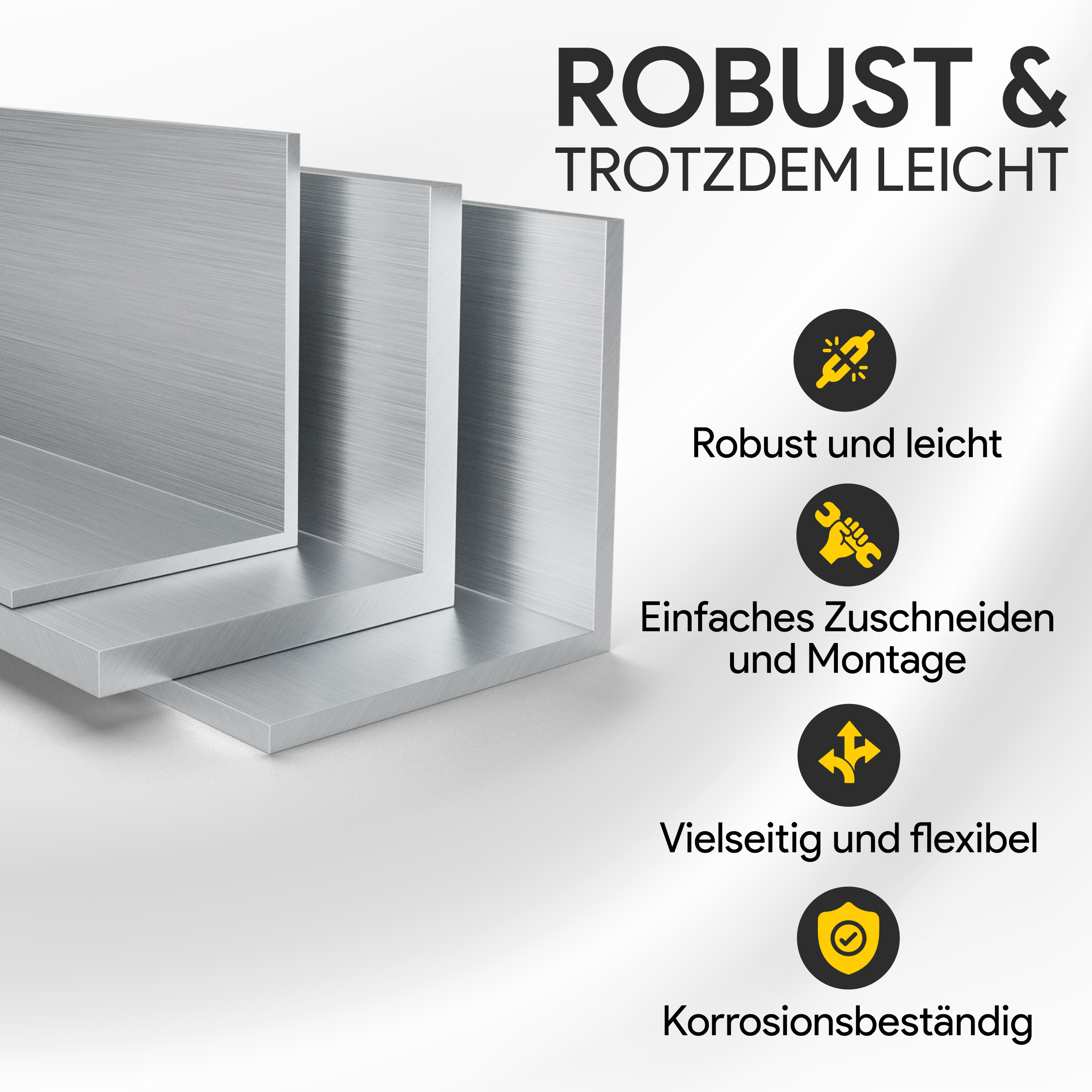 Winkelprofil aus Aluminium - 50 x 50 x 5 mm - 2 Meter - gleichschenklig - EN AW-6060