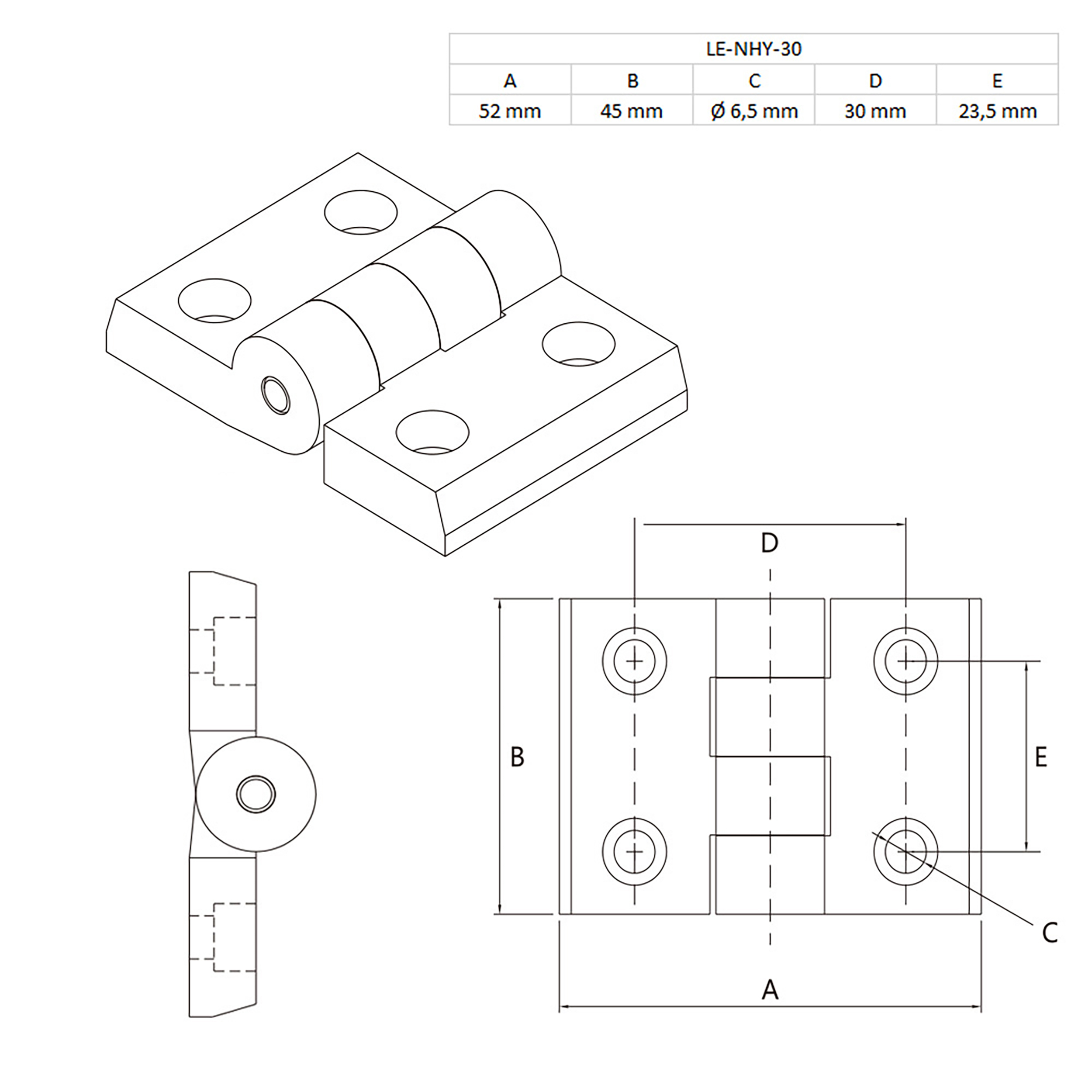 Scharnier Standard Nut 8 für 30-er inkl. Verschraubung - 4 Stück Scharnier Standard Nut 8 für 30-er inkl. Verschraubung - 4 Stück
