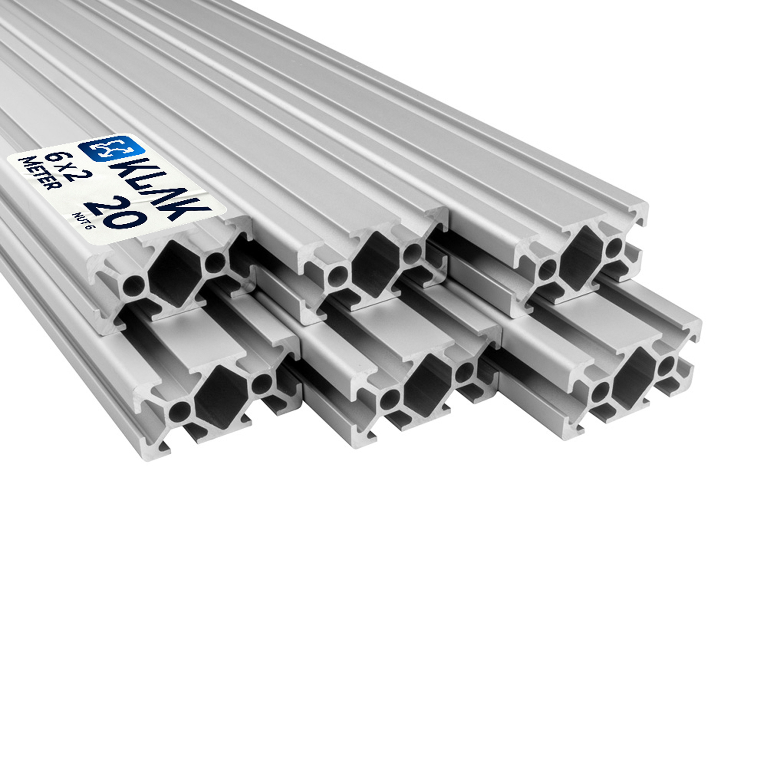 Alu Profil 6 Stück 20x40mm 2m System-, Montage-, Konstruktionsprofil Nut 6