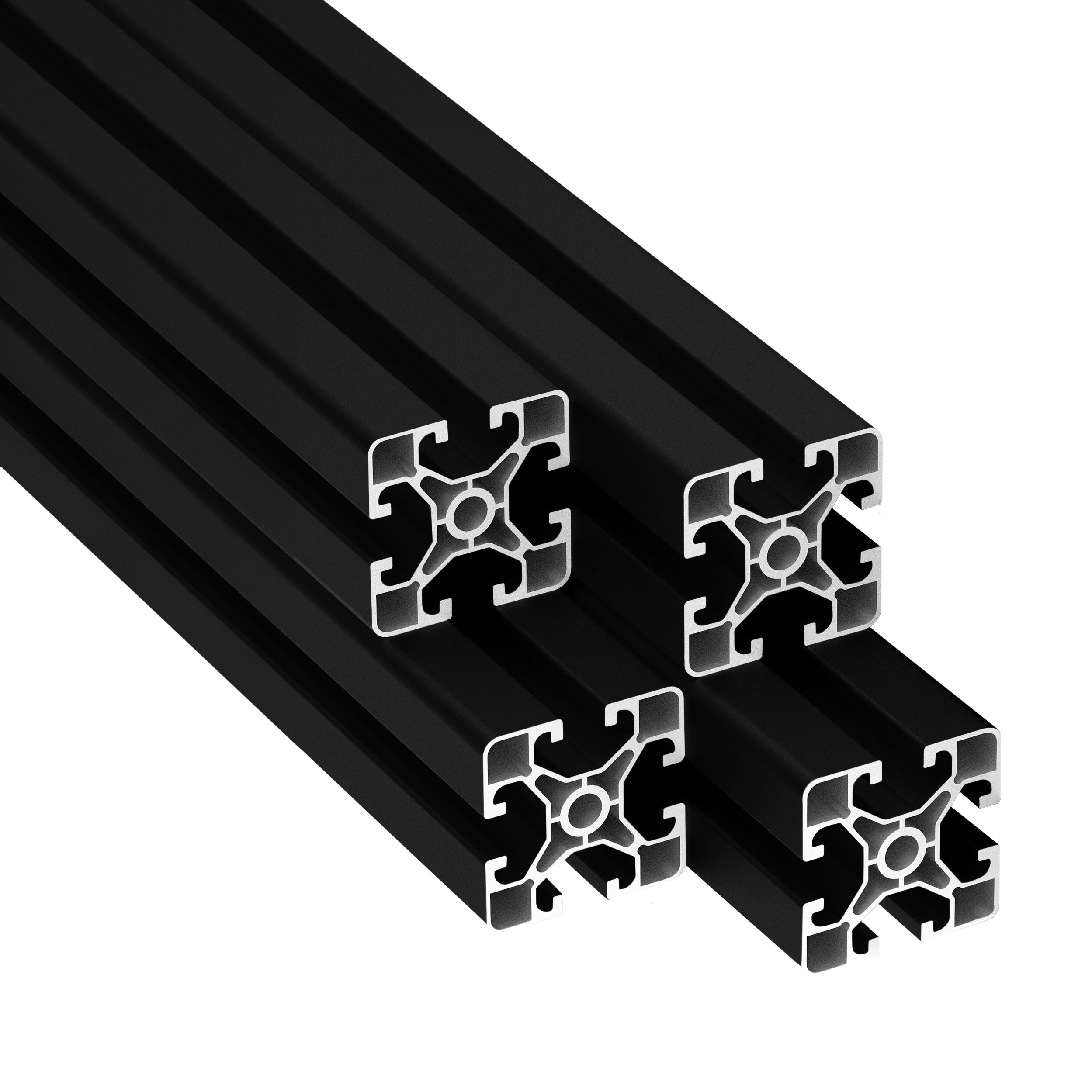 Alu Profil 4 Stück 40x40mm light 3m System-, Montage-, Konstruktionsprofil Nut 8 schwarz KLAK 40 - Aluprofil 4 Stück 40x40mm light 3m System-, Montage-, Konstruktionsprofil Nut 8 schwarz