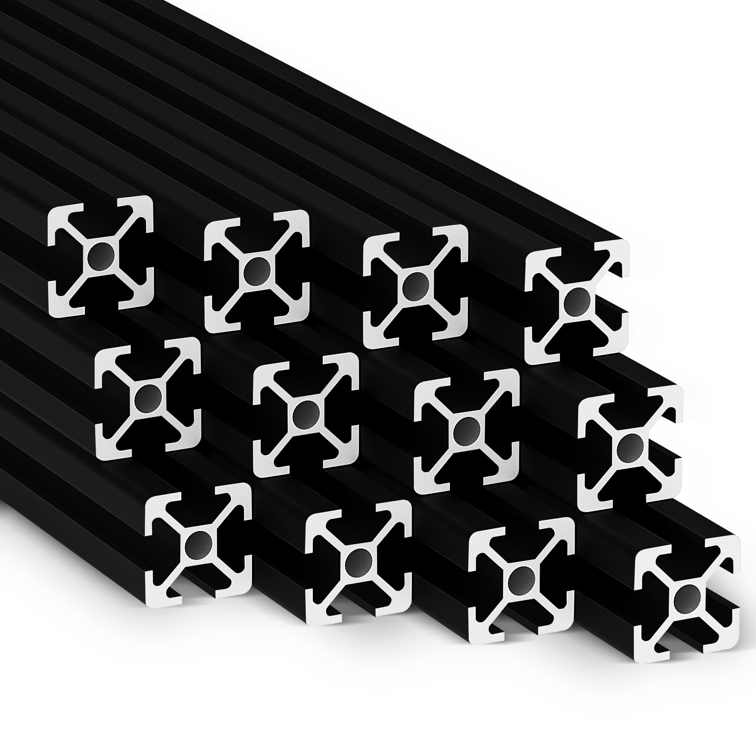 Alu Profil 12 Stück 20x20mm 2m System-, Montage-, Konstruktionsprofil Nut 6 schwarz Alu Profil 12 Stück 20x20mm 2m System-, Montage-, Konstruktionsprofil Nut 6 schwarz