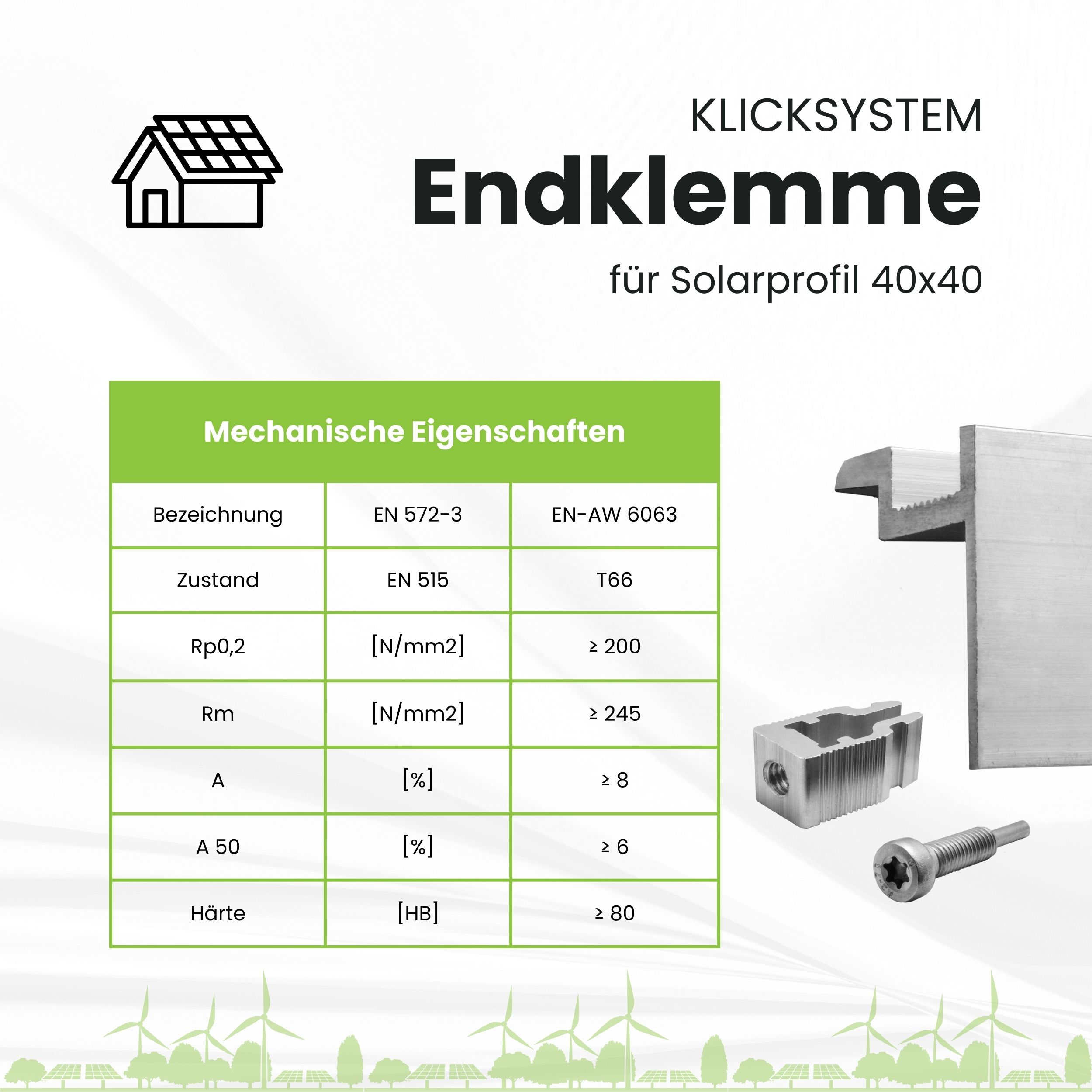 Solarprofile - 1x Endklemme silber - ohne MwSt. - TKSK-30 - PV-Profile - für Kreuzklemme - Zubehör