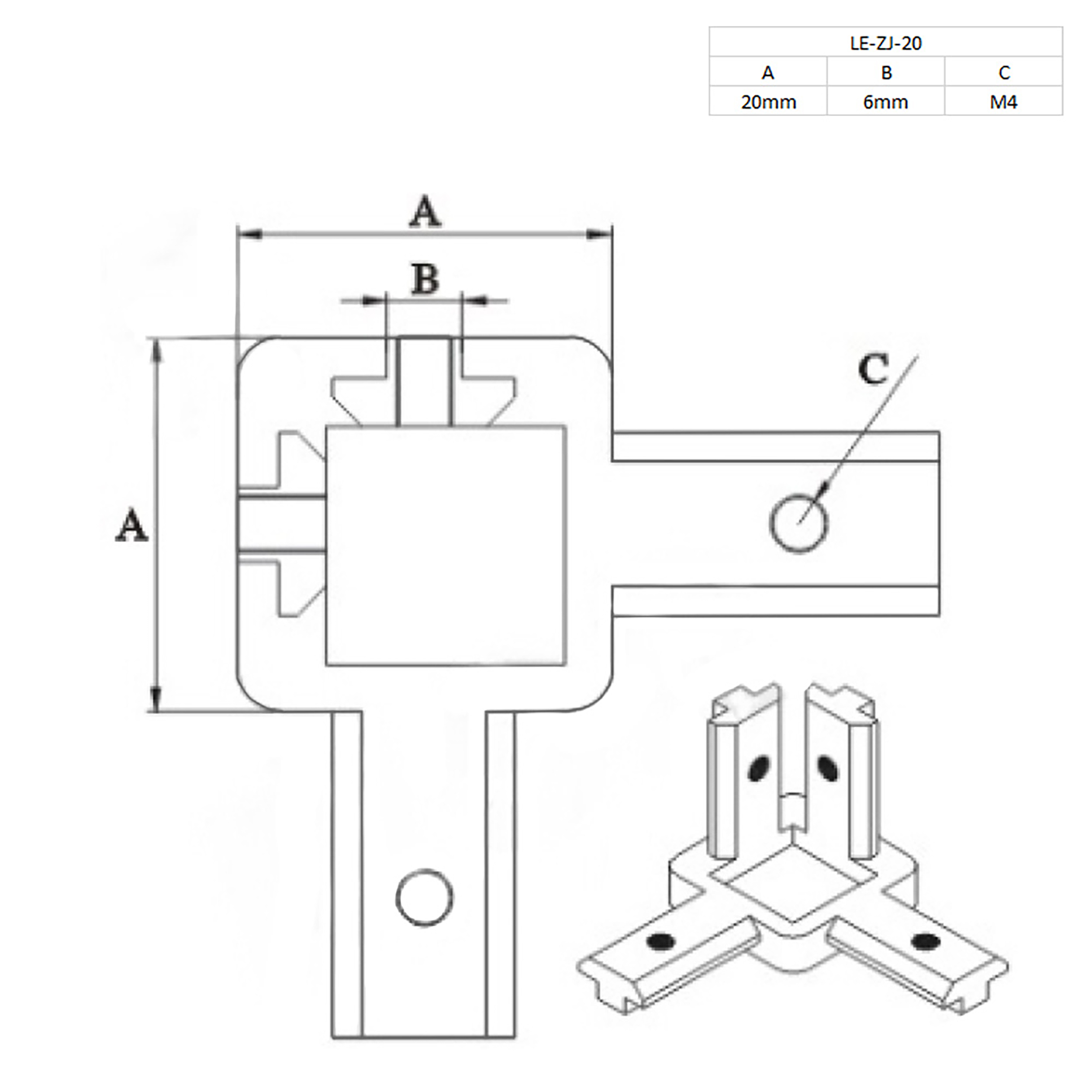 3-Weg Verbinder Eckverbinder Nut 6 für Aluprofil 20x20 - 1 Stück 3-Weg Verbinder Eckverbinder Nut 6 für Aluprofil 20x20 - 1 Stück