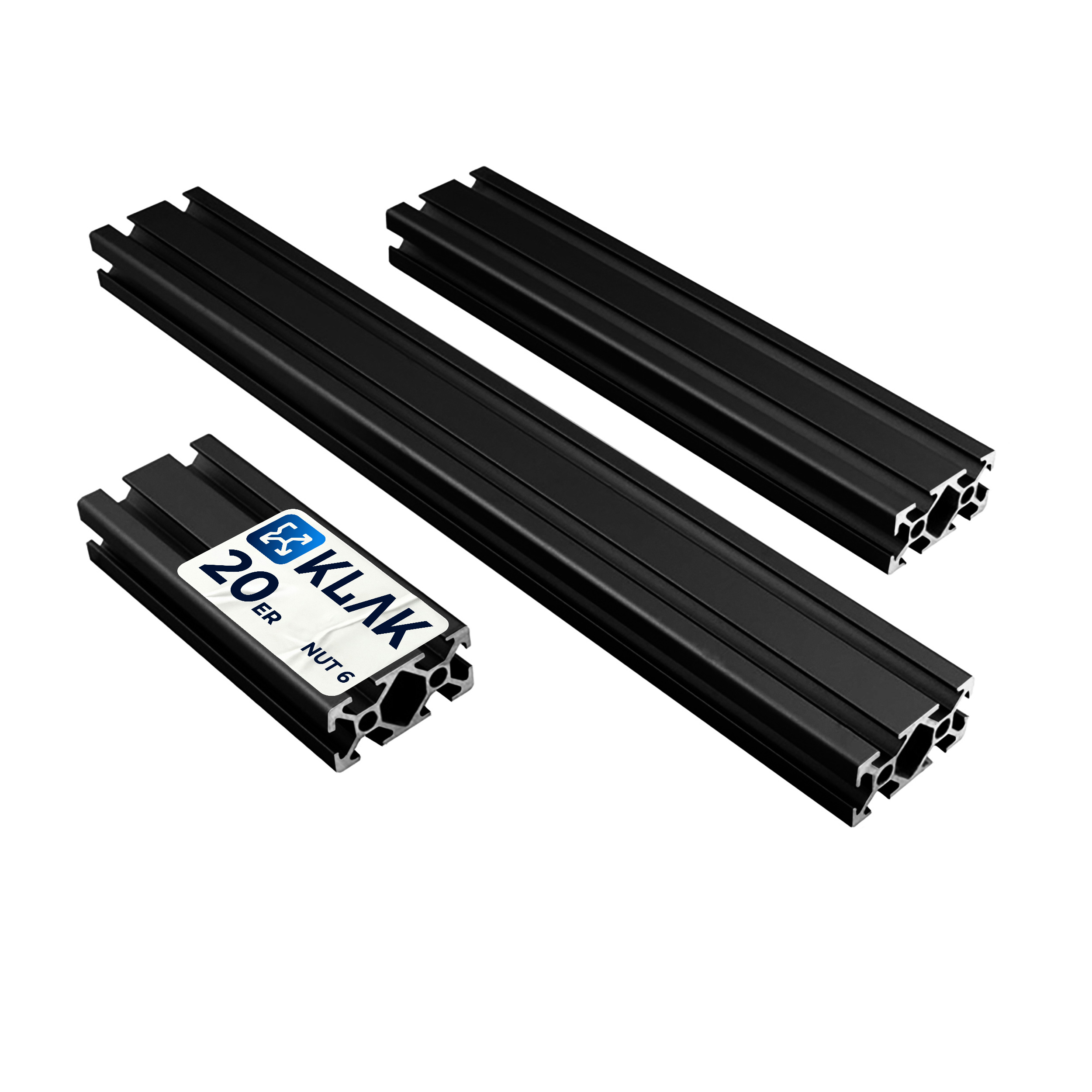 ALU Profil Aluprofil 20x40mm Nut 6 Aluminium Systemprofil Typ I schwarz 900mm