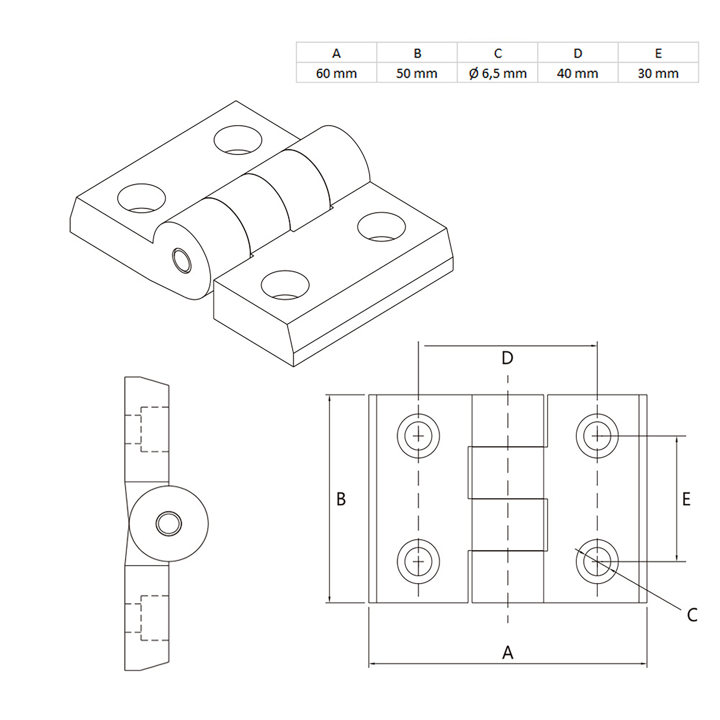Scharnier Universell Nut 8 für 40-er inkl. Verschraubung Scharnier Universell Nut 8 für 40-er inkl. Verschraubung - 4 Stück