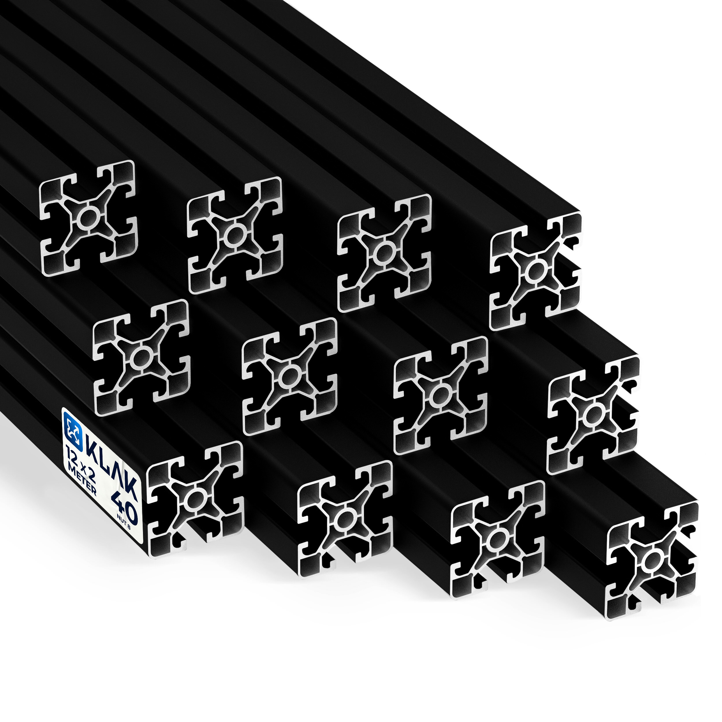 Alu Profil 12 Stück 40x40mm light 2m System-, Montage-, Konstruktionsprofil Nut 8 schwarz Alu Profil 12 Stück 40x40mm light 2m System-, Montage-, Konstruktionsprofil Nut 8 schwarz