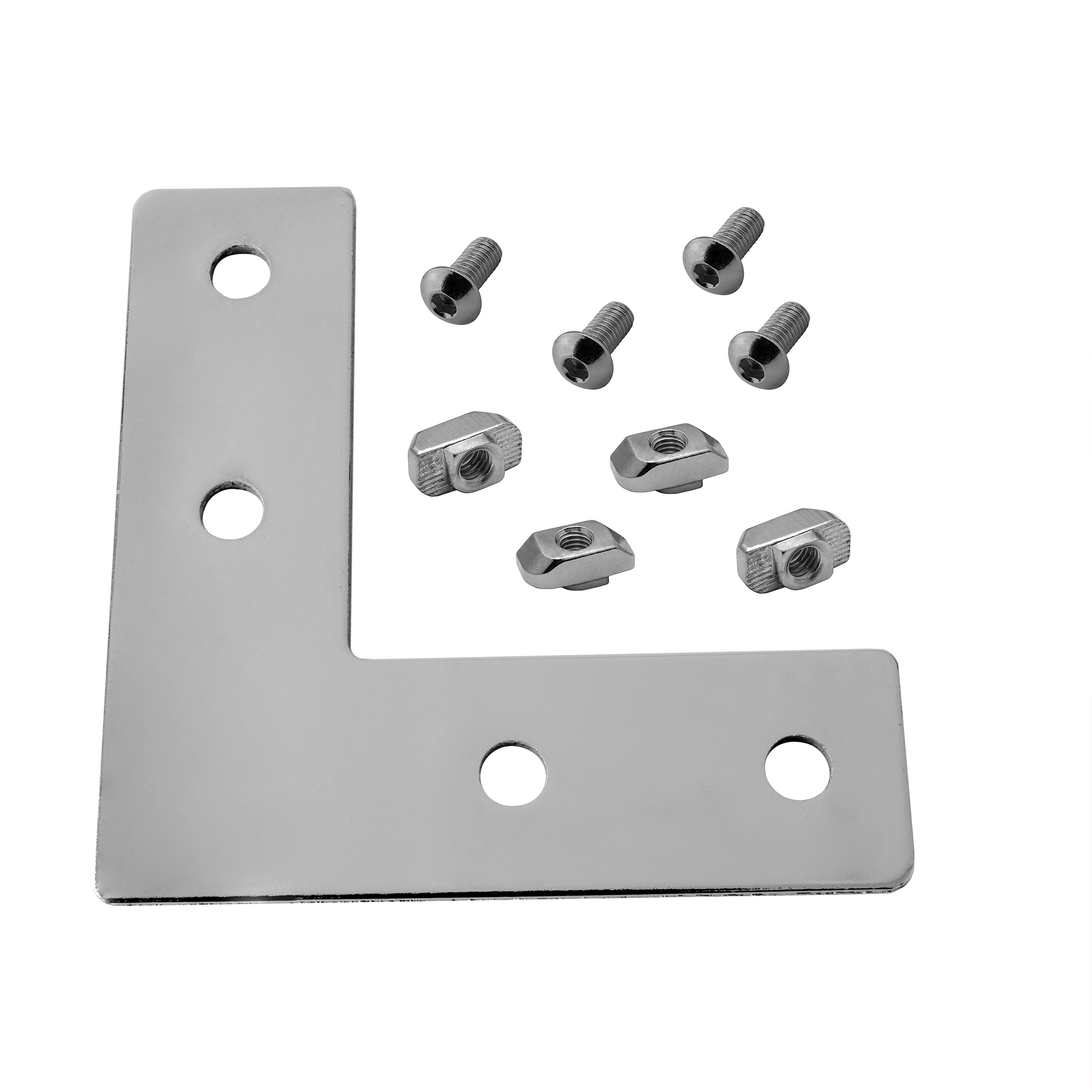 Verbinderplatte - L - 110x110mm Aussen L-Schnekel Flachverbinder 40x40 Aluprofil Verbinderplatte - L - 110x110mm Aussen L-Schnekel Flachverbinder 40x40 Aluprofil - 4 Stück inkl. Verschraubung