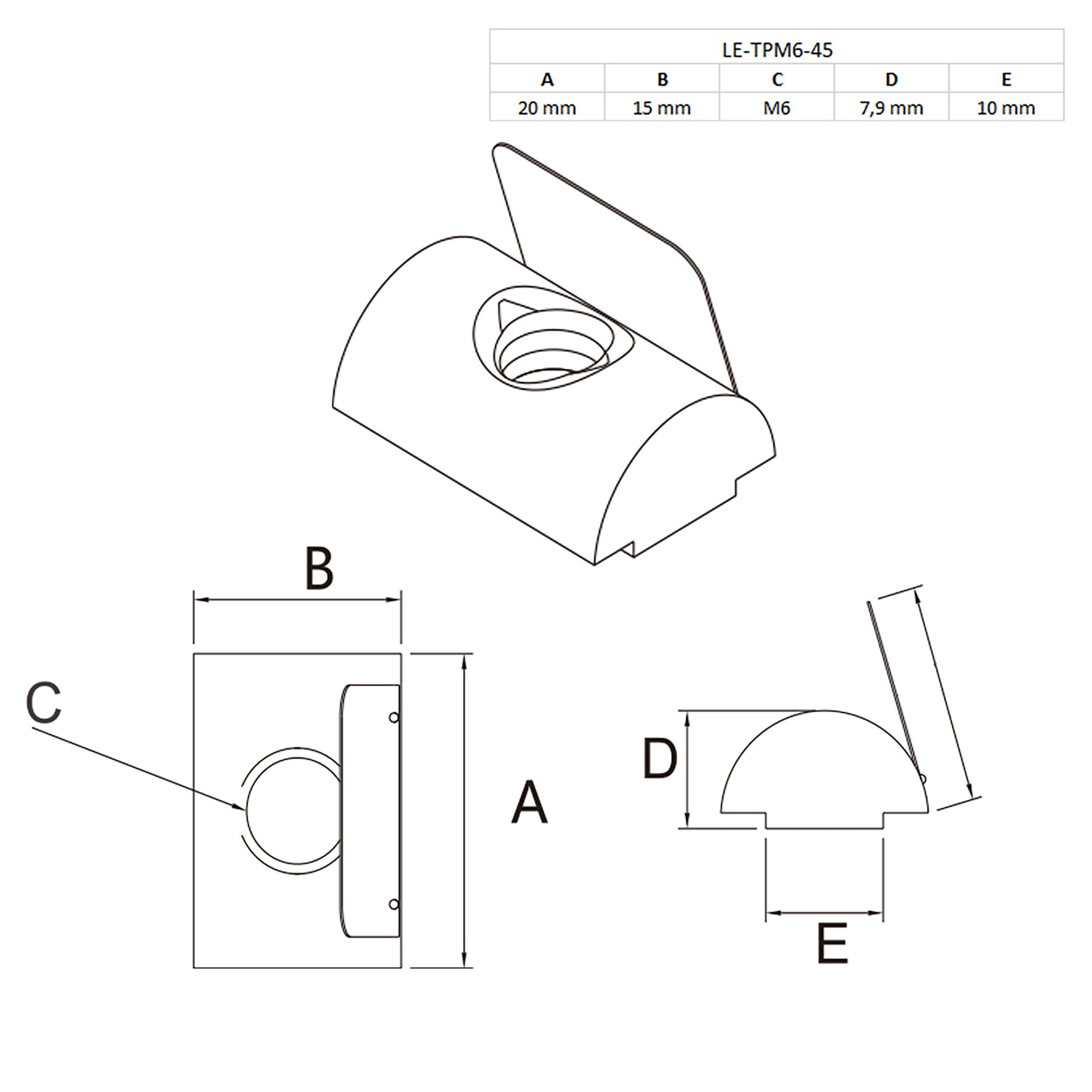 Nutenstein mit Federblech M6 Nut 10 für Aluprofil 45-er - 10 Stück Nutenstein mit Federblech M6 Nut 10 für Aluprofil 45-er - 10 Stück