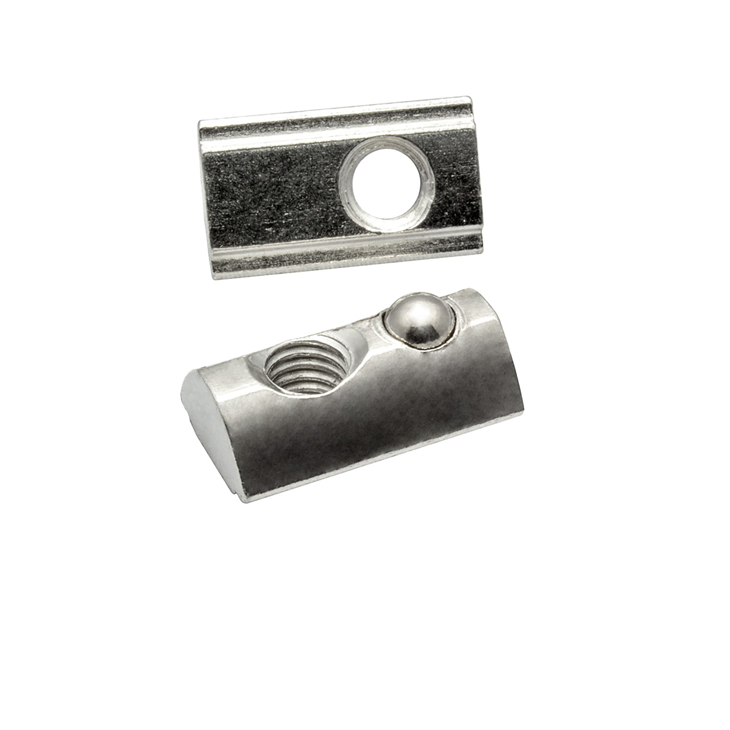 Edelstahl Nutenstein mit Federkugel und Steg M6 Nut 8 für Aluprofil 30-er - 100 Stück