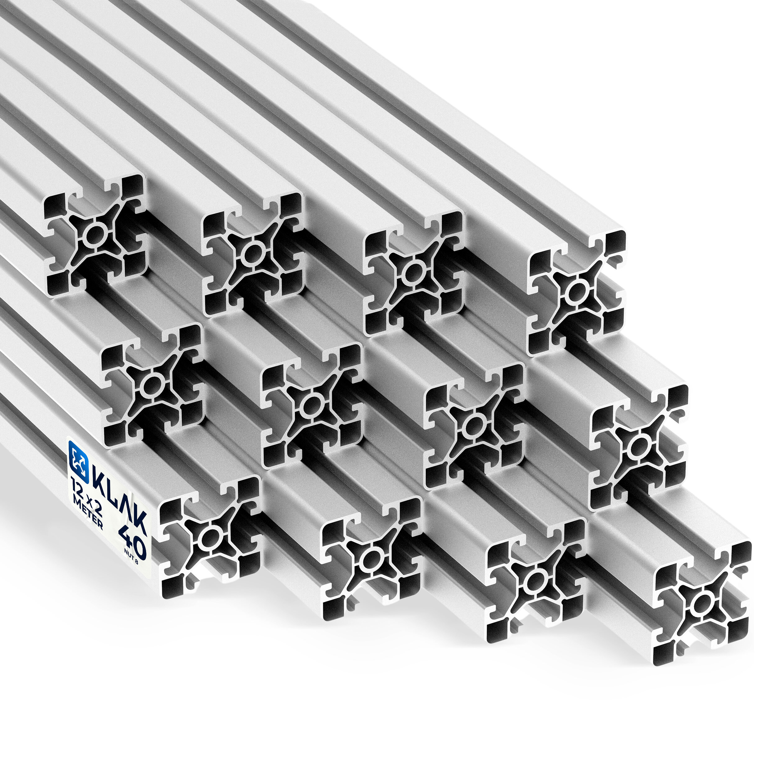 Alu Profil 12 Stück 40x40mm light 2m System-, Montage-, Konstruktionsprofil Nut 8