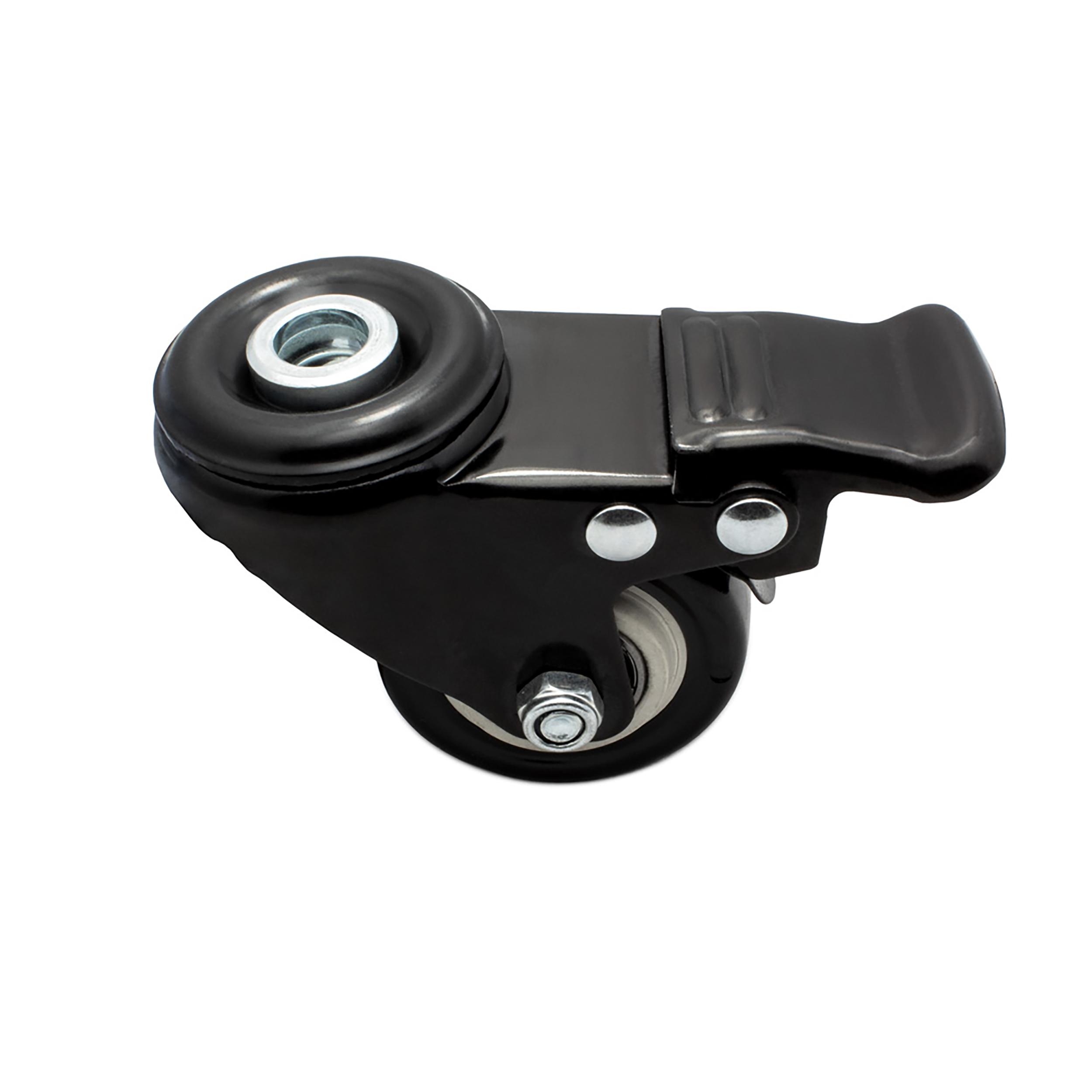 Lenkrolle Gummirolle mit Bremse Ø50mm Rückenloch Ø10,2mm für Aluprofil - 1 Stück