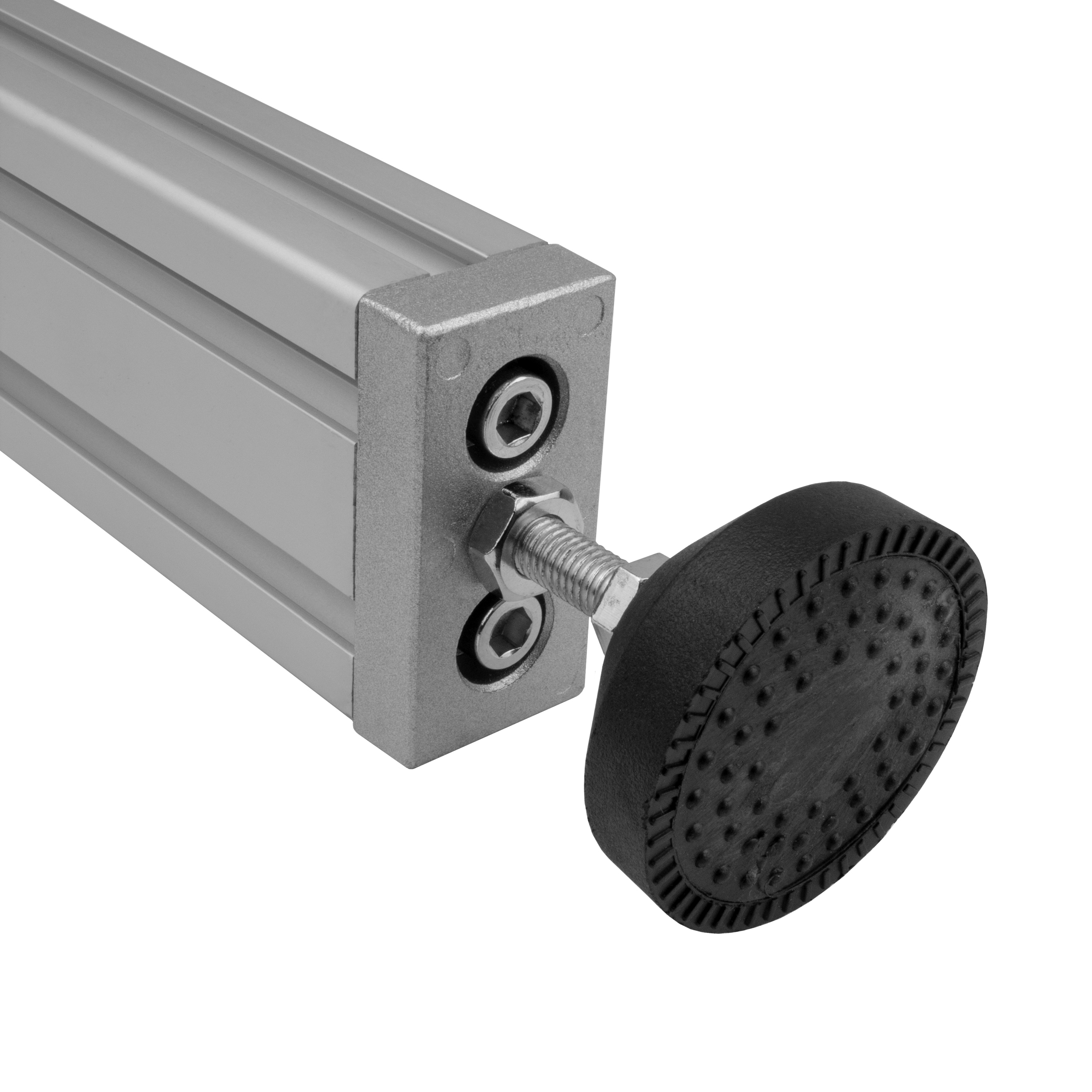 Adapter- & Fußplatte Aluprofil 3060, silbergrau – optional mit Stellfuß Adapter- & Fußplatte Aluprofil 3060, silbergrau – M8 ohne Stellfuß
