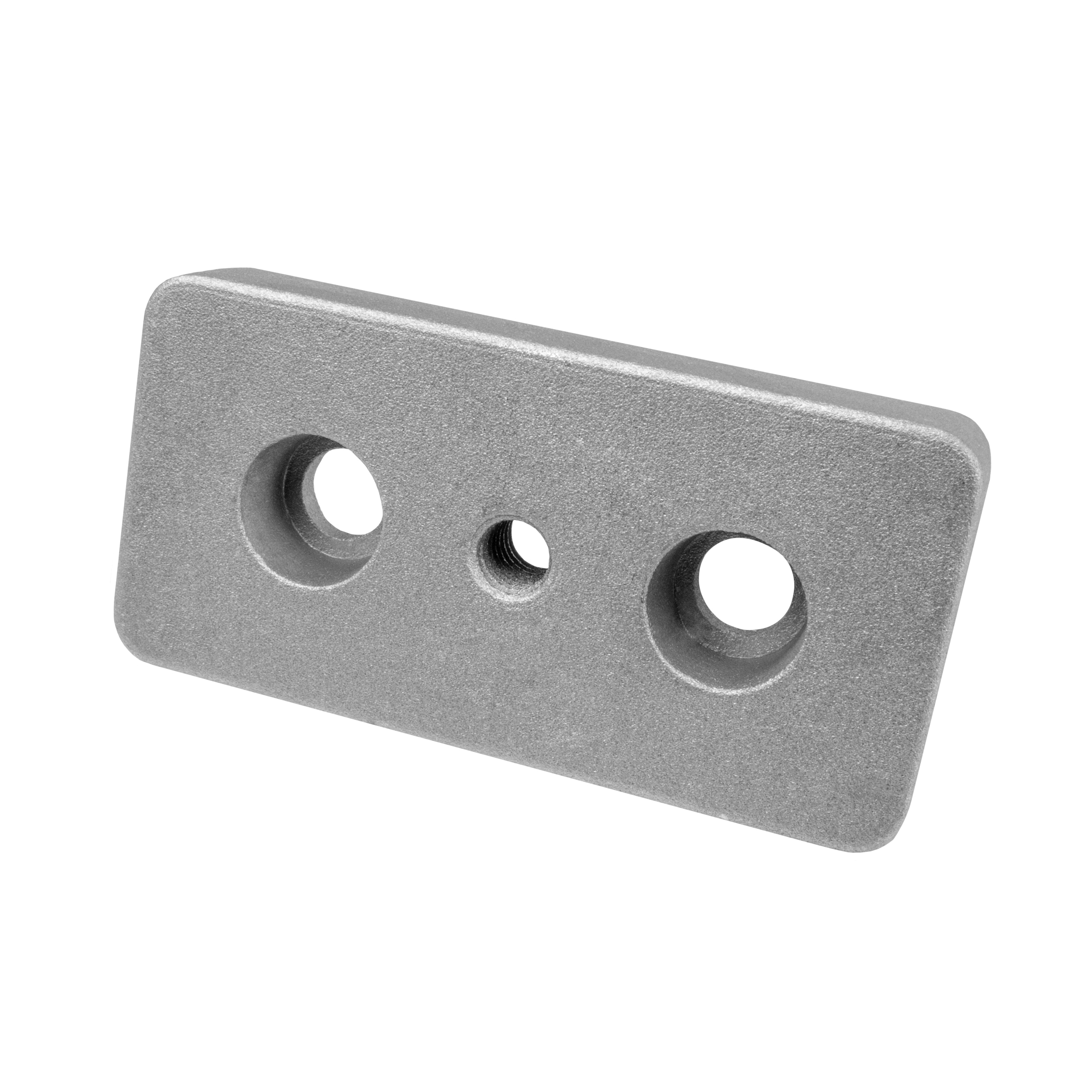 Adapter- & Fußplatte Aluprofil 4080, silbergrau – M8 ohne Stellfuß