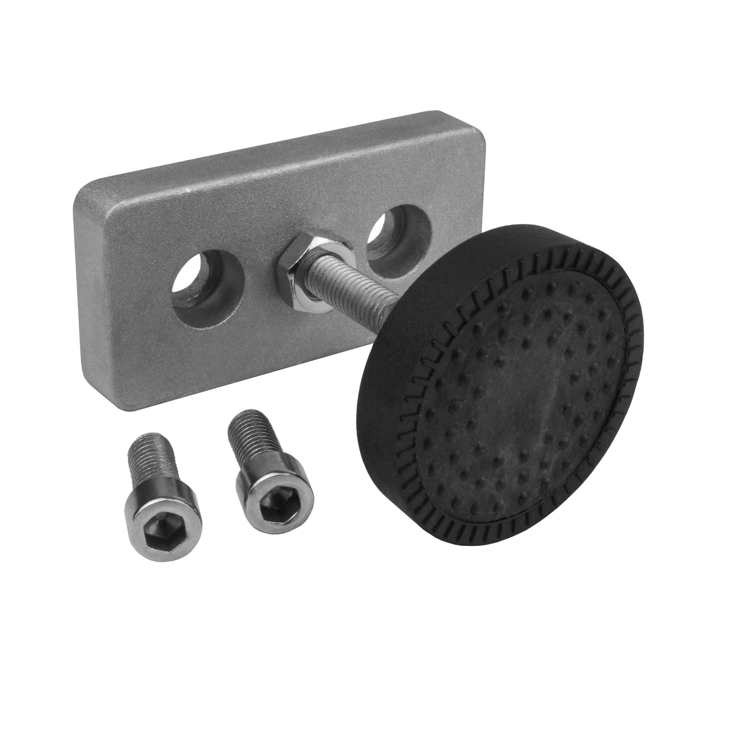 Adapter- & Fußplatte Aluprofil 4080, silbergrau – optional mit Stellfuß Adapter- & Fußplatte Aluprofil 4080, silbergrau – M8 mit Stellfuß