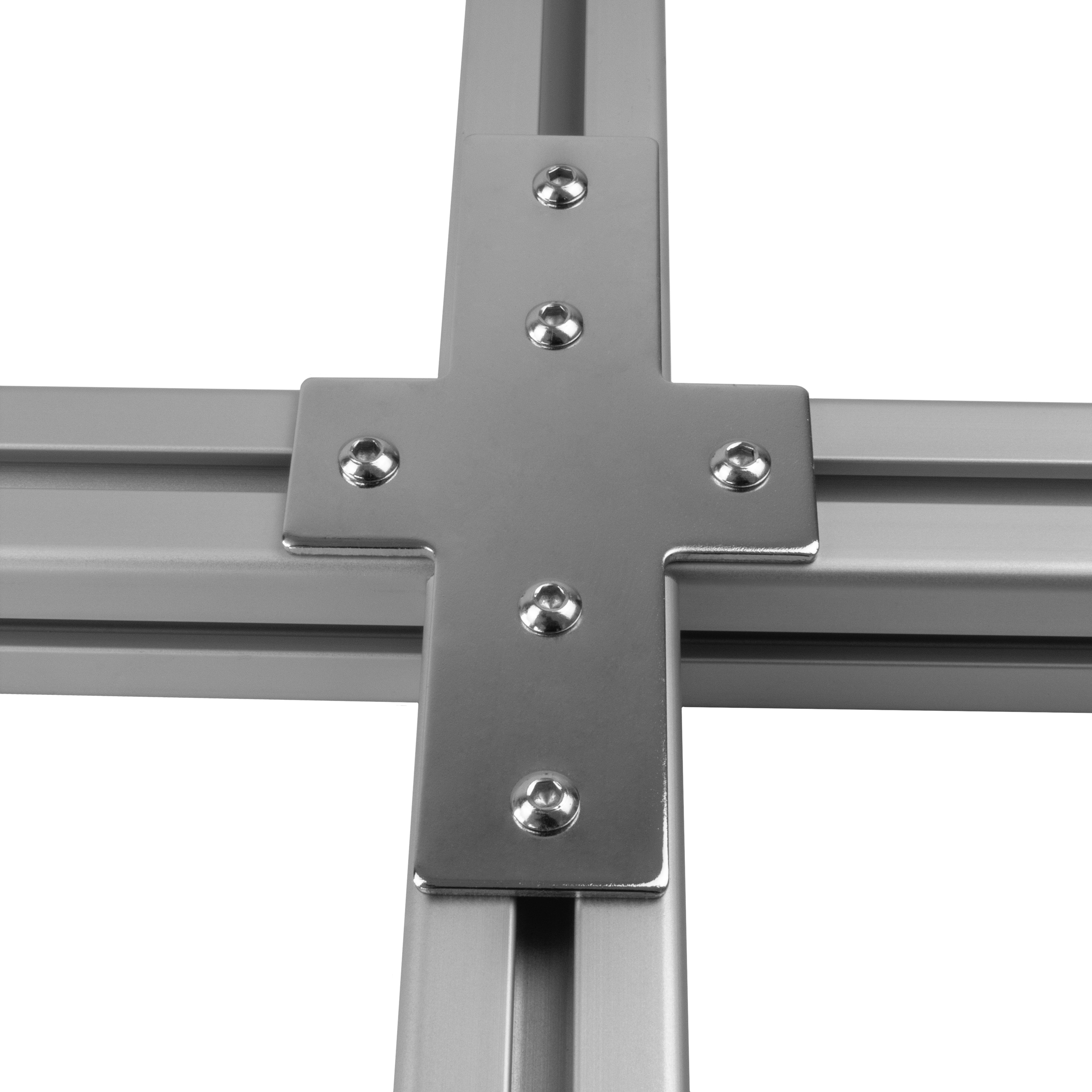 Verbinderplatte - X - 157x85mm Aussen Kreuz Flachverbinder 40x40 Aluprofil - 4 Stück inkl. Verschraubung