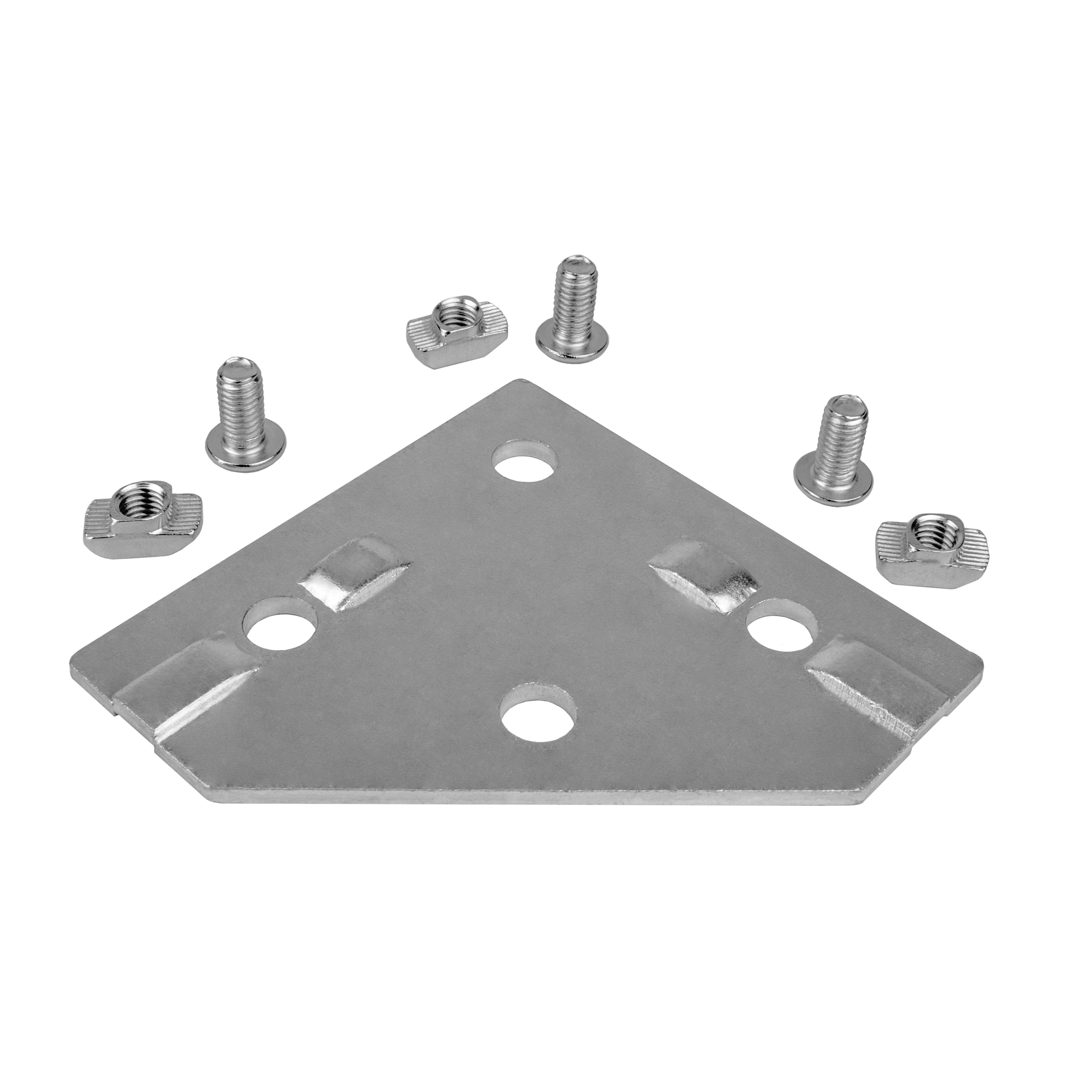 Knotenblech Nut 10 für 45-er Aluprofil inkl. Verschraubung - 1 Stück