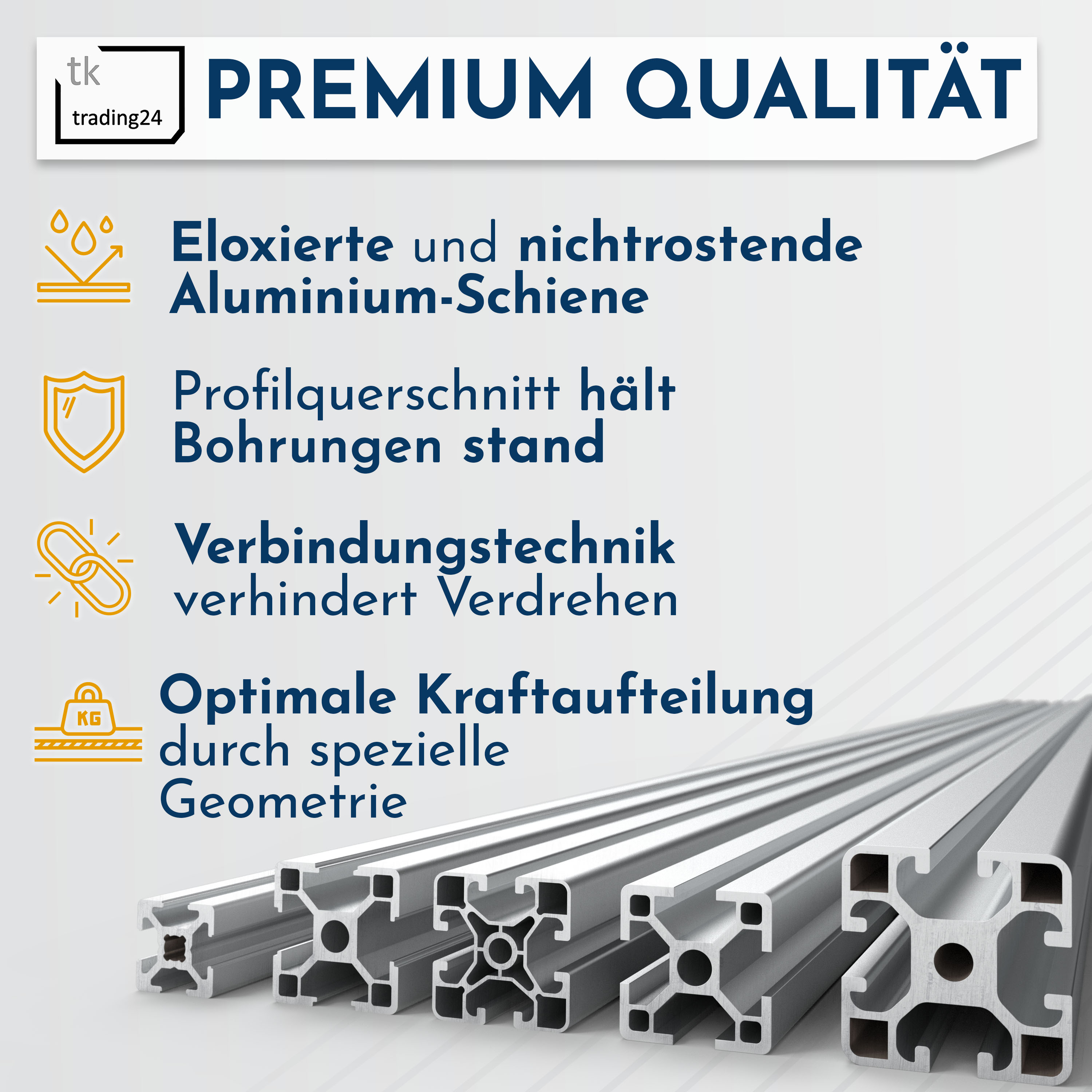 KLAK 40 - Aluprofil 4 Stück 40x40mm 3m System-, Montage-, Konstruktionsprofil Nut 8 schwarz