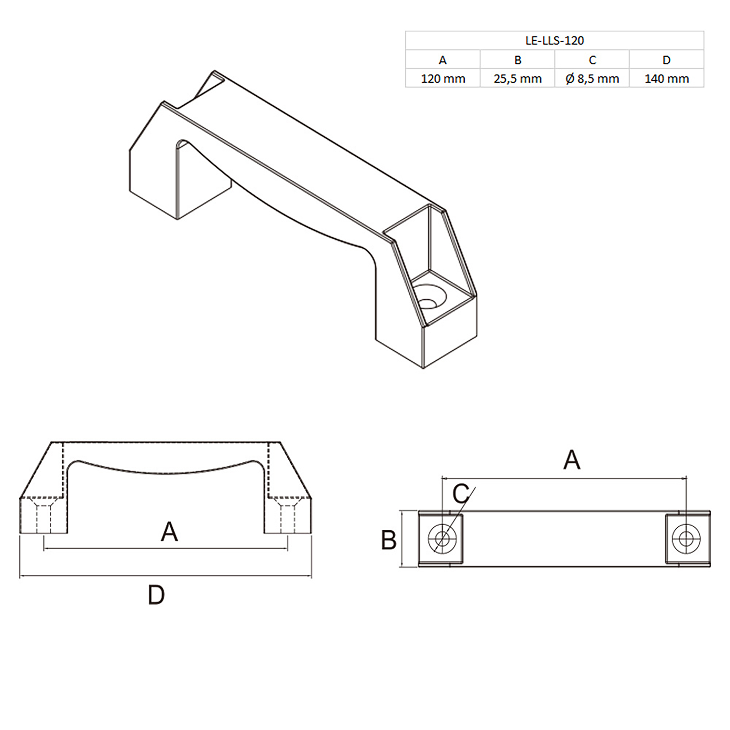 Bügelgriff Nut 8 Handgriff 120mm für Aluprofil 40-er inkl. Verschraubung - 1 Stück Bügelgriff Nut 8 Handgriff 120mm für Aluprofil 40-er inkl. Verschraubung - 1 Stück