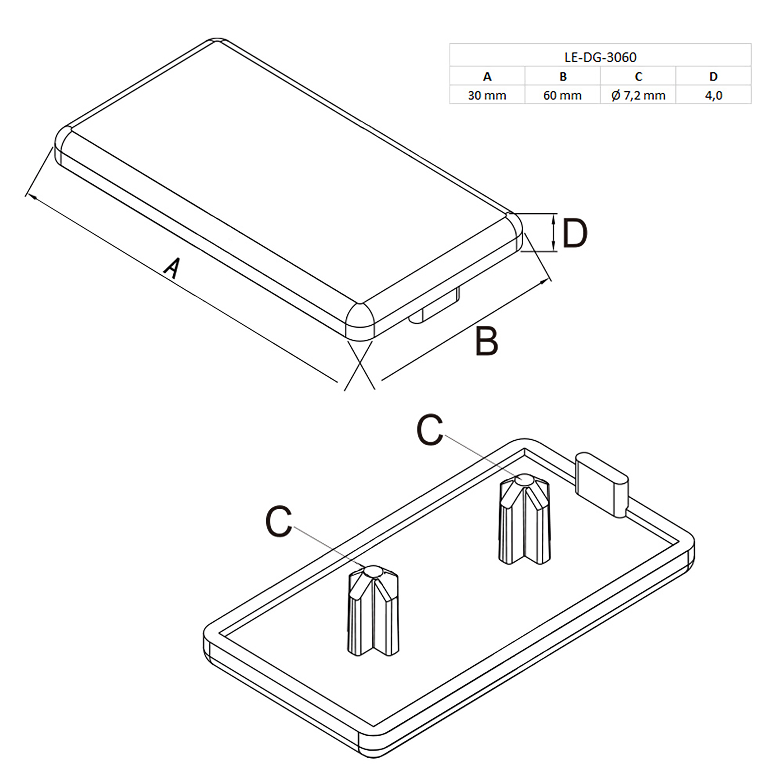 Abdeckkappe Endkappe für Aluprofil 30x60 - 10 Stück Abdeckkappe Endkappe für Aluprofil 30x60 - 10 Stück