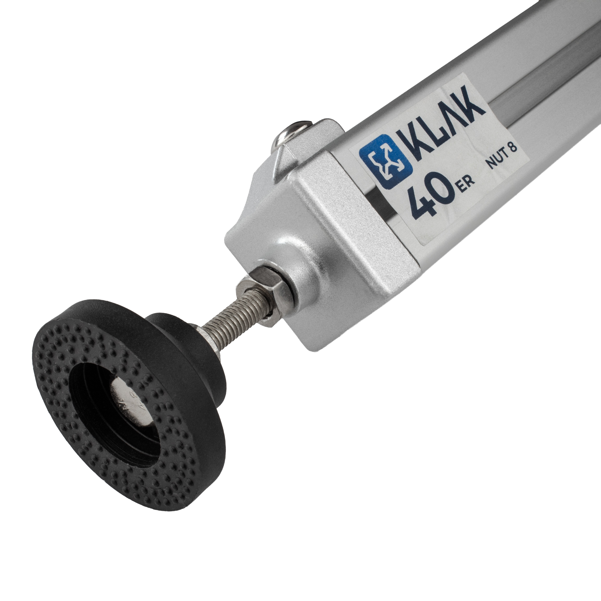 KLAK 40 - Adapter & Fußplatte Aluprofil 40x40 optional mit Stellfuß o. Lenkrolle KLAK 40 - Adapter- & Fußplatte Aluprofil 40x40 - mit M8 Ø50mm Stellfuss