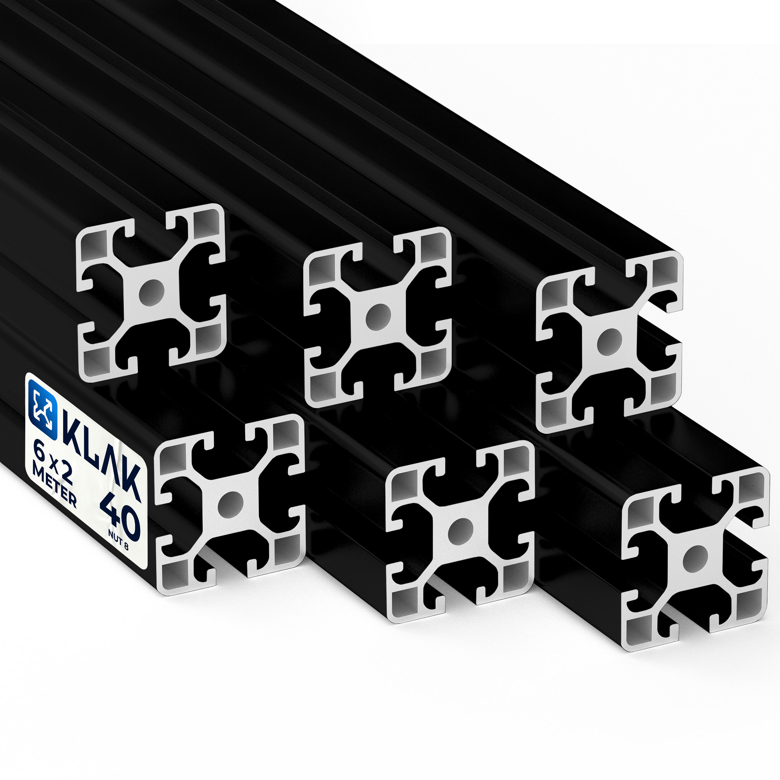 Alu Profil 6 Stück 40x40mm 2m System-, Montage-, Konstruktionsprofil Nut 8 schwarz Alu Profil 6 Stück 40x40mm 2m System-, Montage-, Konstruktionsprofil Nut 8 schwarz