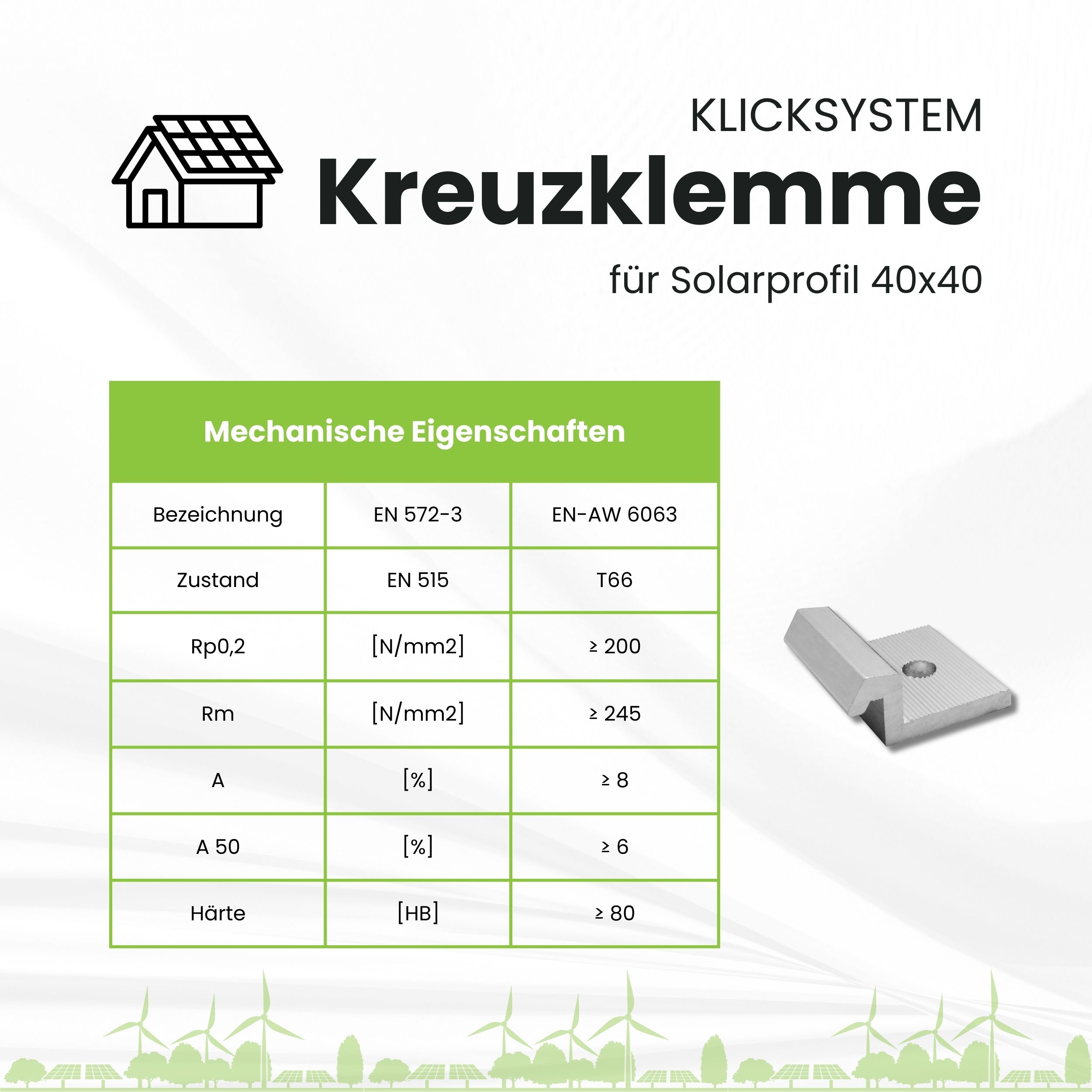 Solarprofile - 1x Kreuzklemme silber - ohne MwSt. - TKSK-30 - PV-Profile - für Kreuzklemme - Zubehör