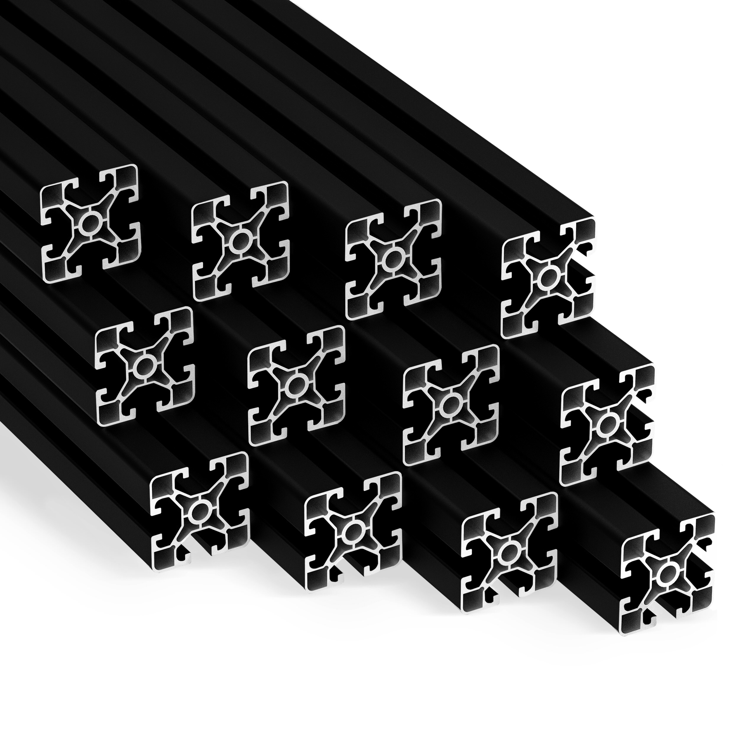 Alu Profil 12 Stück 40x40mm light 2m System-, Montage-, Konstruktionsprofil Nut 8 schwarz Alu Profil 12 Stück 40x40mm light 2m System-, Montage-, Konstruktionsprofil Nut 8 schwarz