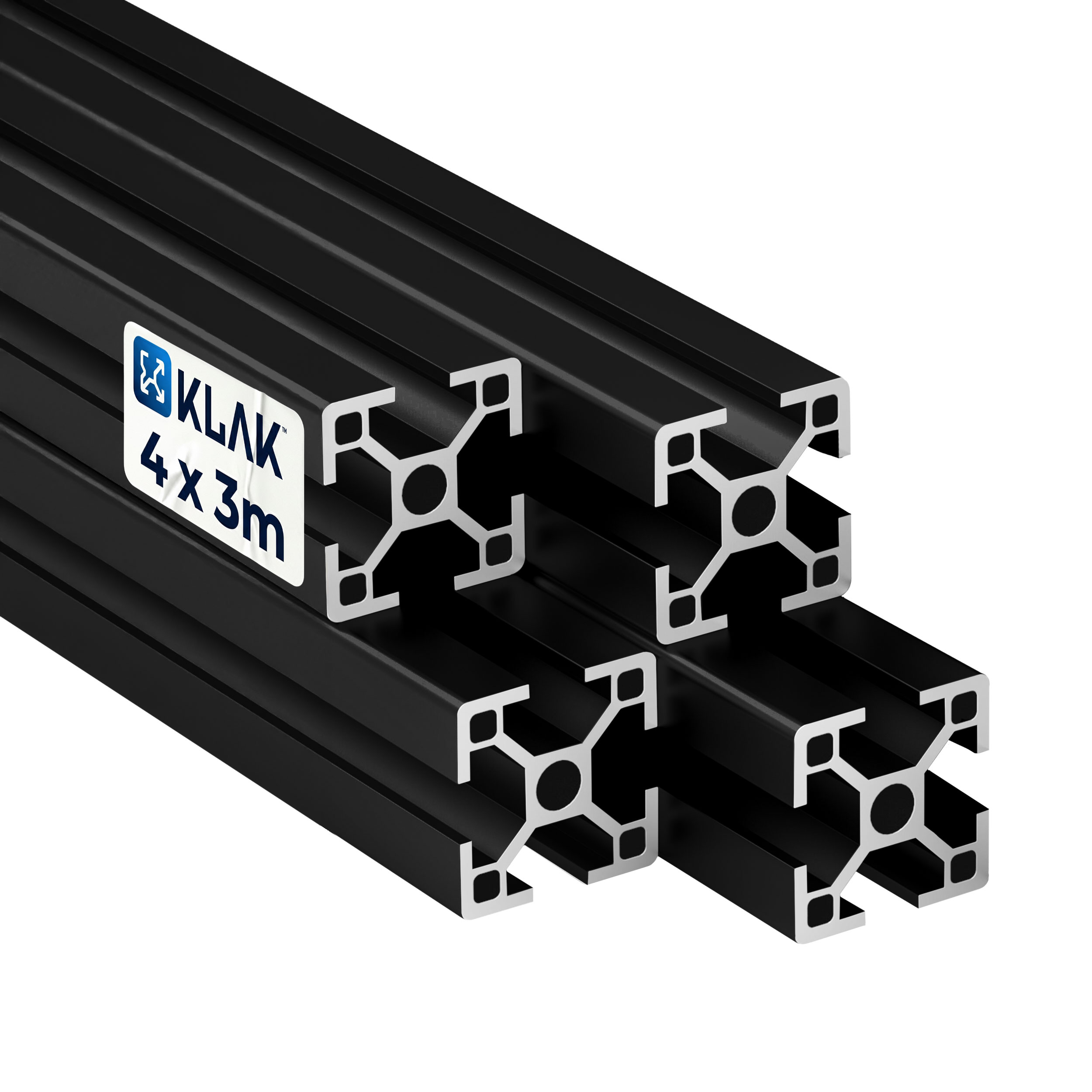 KLAK 30 -Aluprofil 4 Stück 30x30mm 3m System-, Montage-, Konstruktionsprofil Nut 8 schwarz