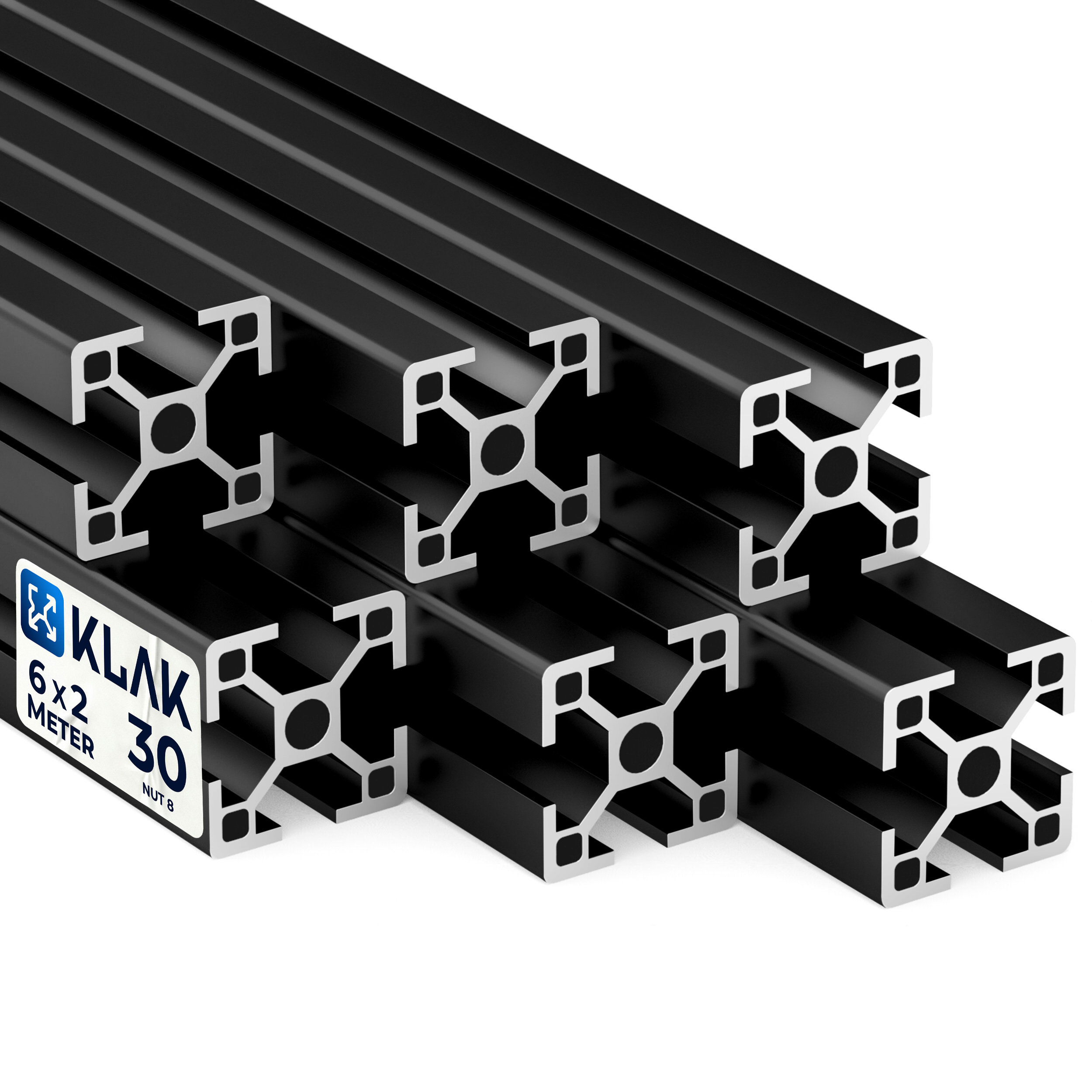 Alu Profil 6 Stück 30x30mm 2m System-, Montage-, Konstruktionsprofil Nut 8 schwarz Alu Profil 6 Stück 30x30mm 2m System-, Montage-, Konstruktionsprofil Nut 8 schwarz
