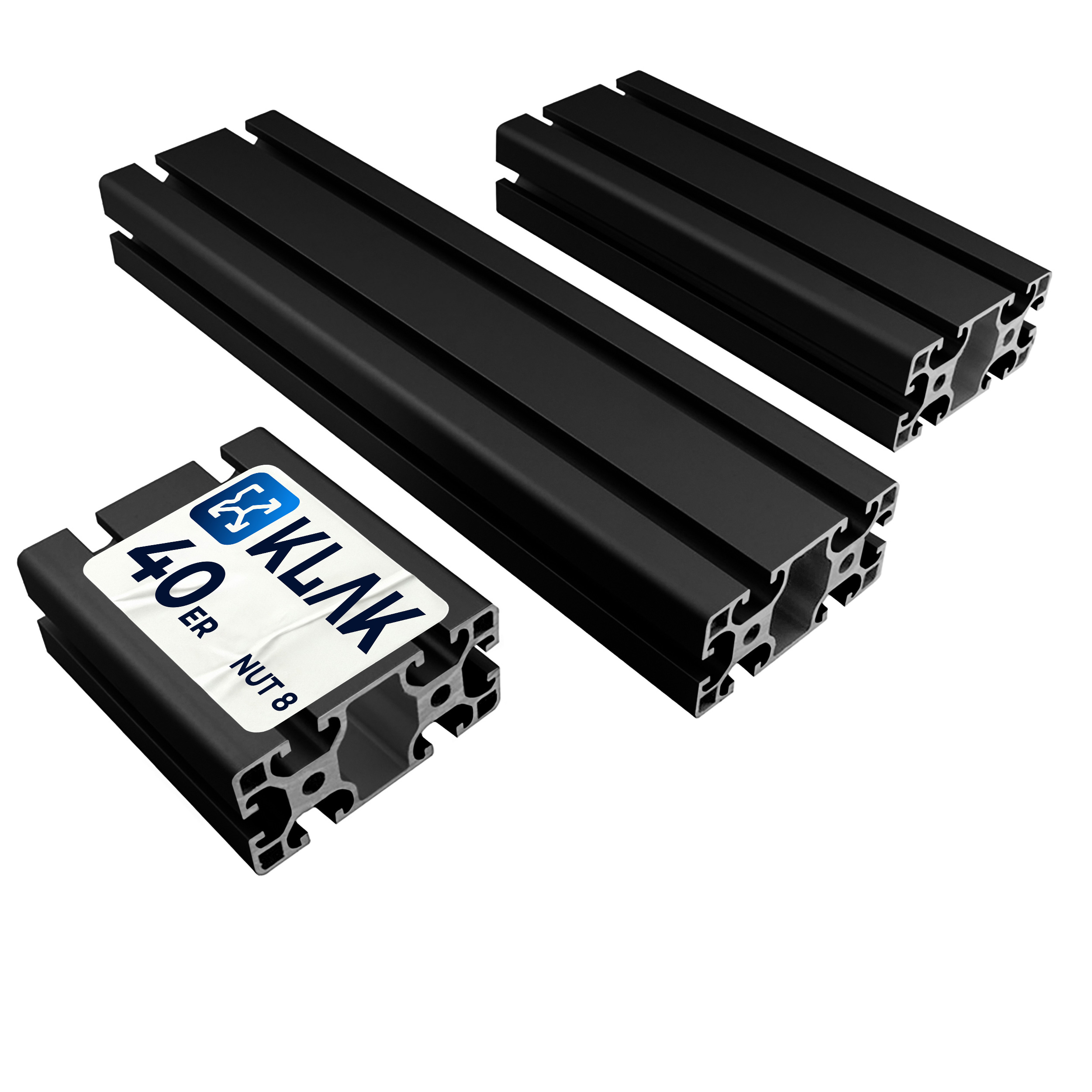 ALU Profil Aluprofil 40x80mm Nut 8 Aluminium Systemprofil Typ I schwarz 900mm