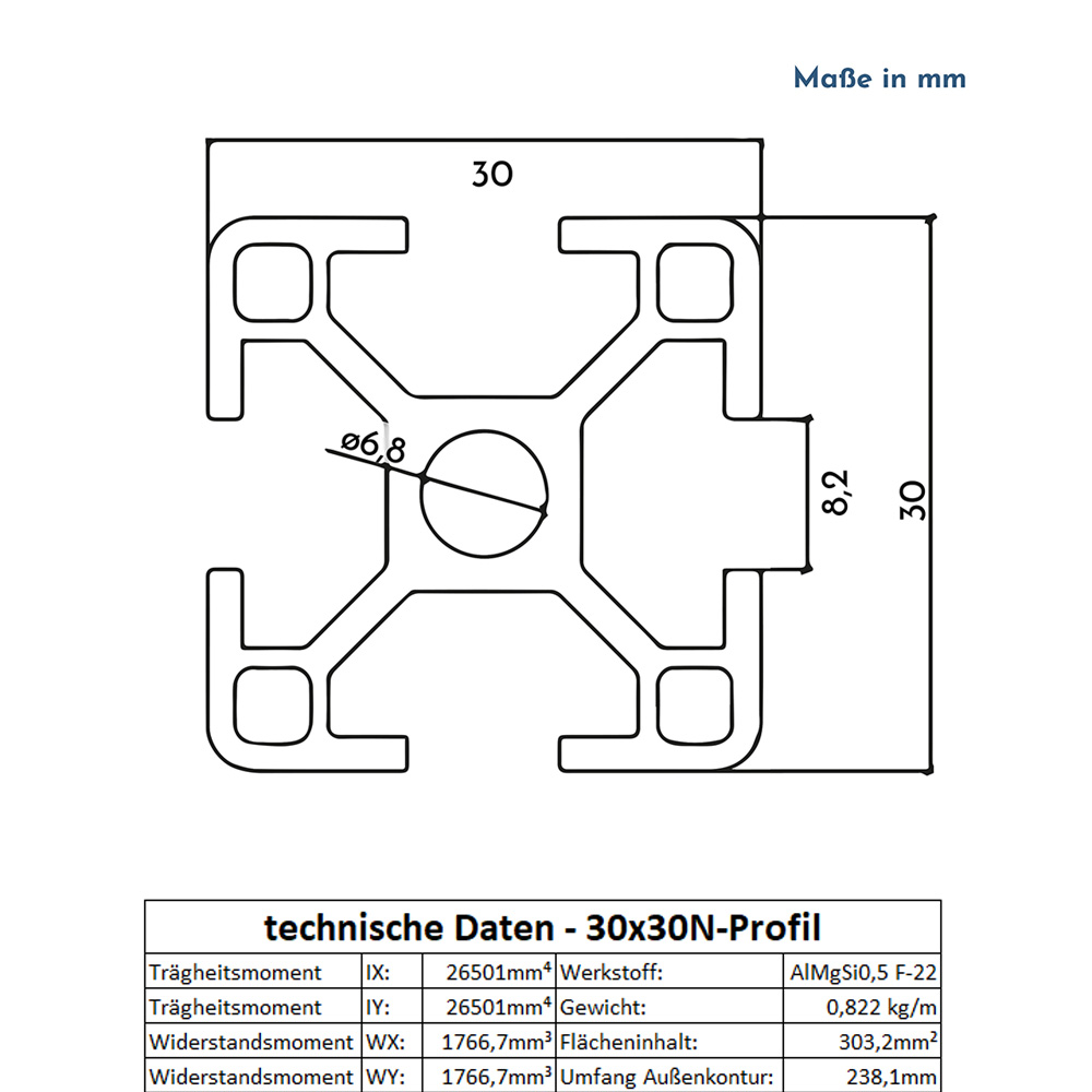 Alu Profil 6 Stück 30x30mm 2m System-, Montage-, Konstruktionsprofil Nut 8 Alu Profil 12 Stück 30x30mm 2m System-, Montage-, Konstruktionsprofil Nut 8