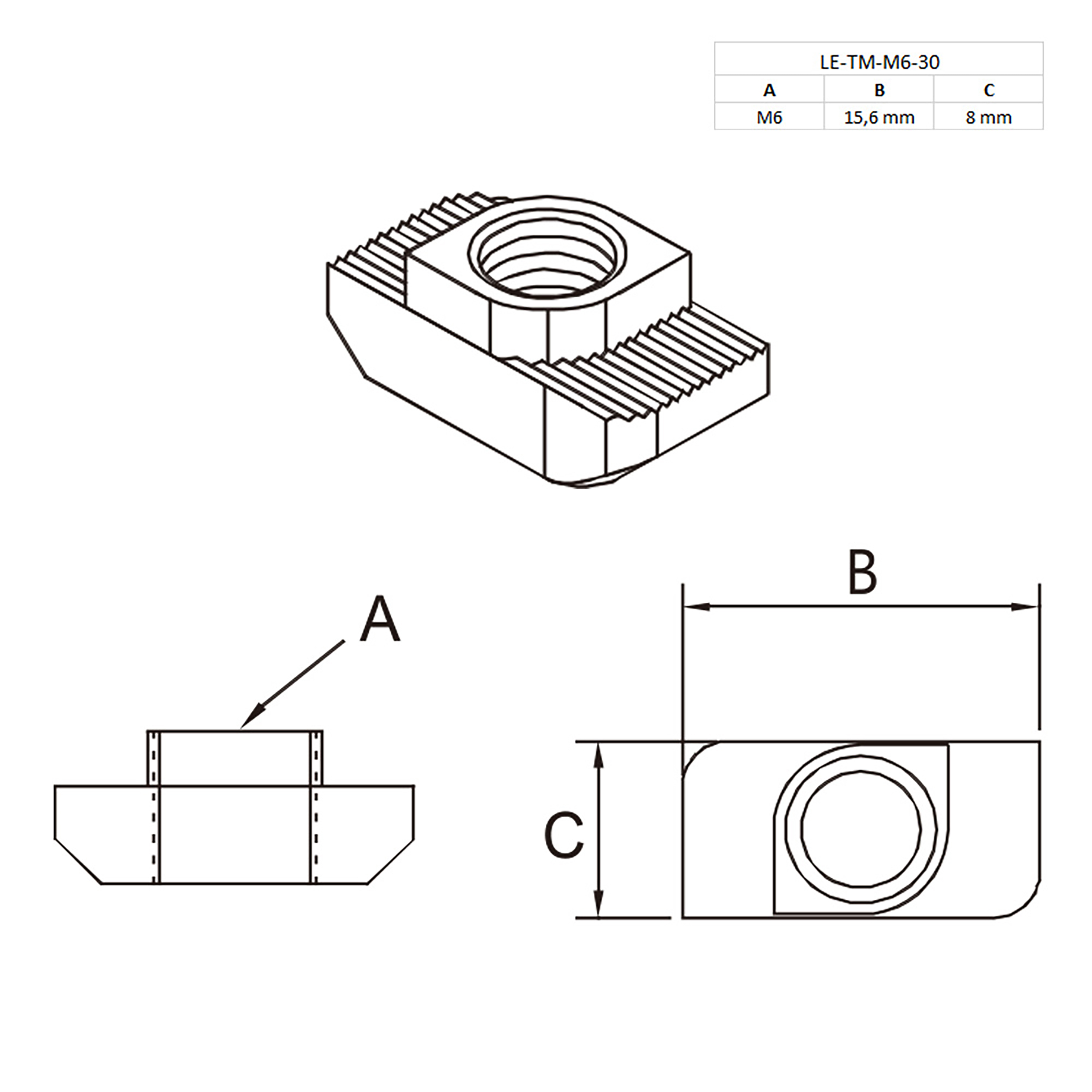 Scharnier Standard Nut 8 für 30-er inkl. Verschraubung - 1 Stück Scharnier Standard Nut 8 für 30-er inkl. Verschraubung - 1 Stück