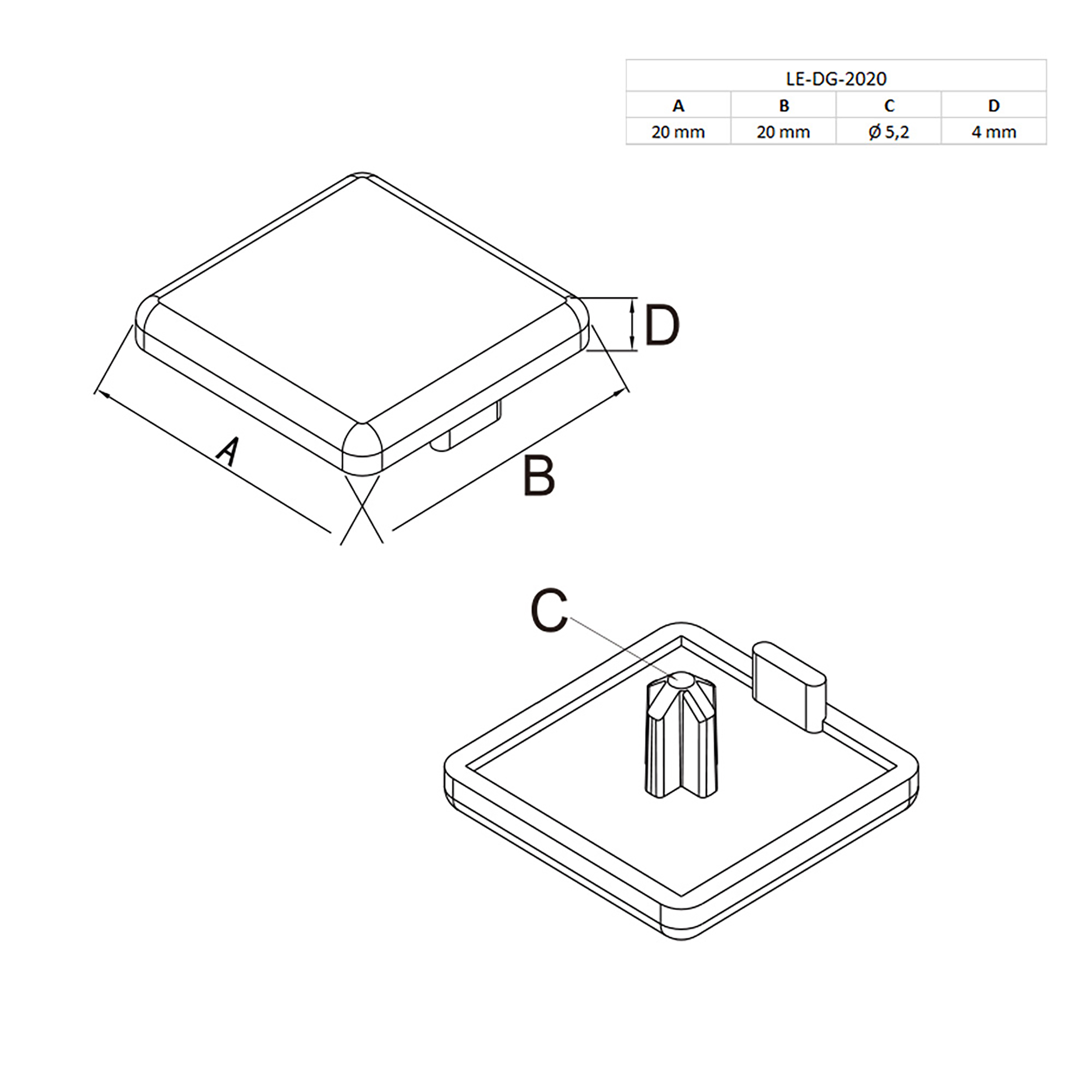 Abdeckkappe Endkappe für Aluprofil 20x20 - 10 Stück Abdeckkappe Endkappe für Aluprofil 20x20 - 10 Stück